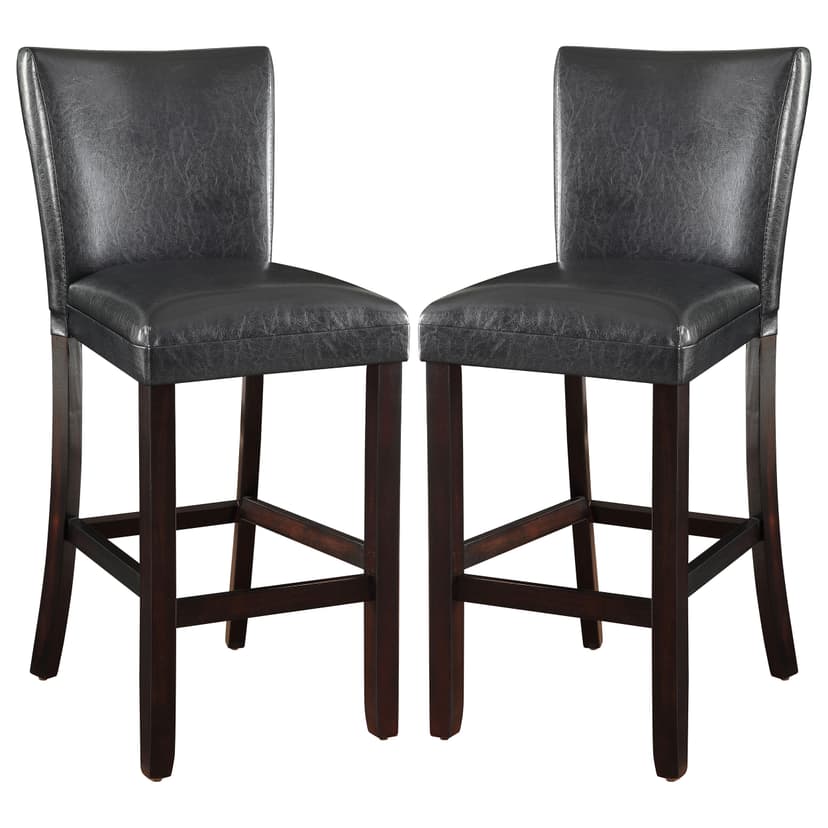 Alberton Leatherette Upholstered Bar Chair Black (Set of 2)