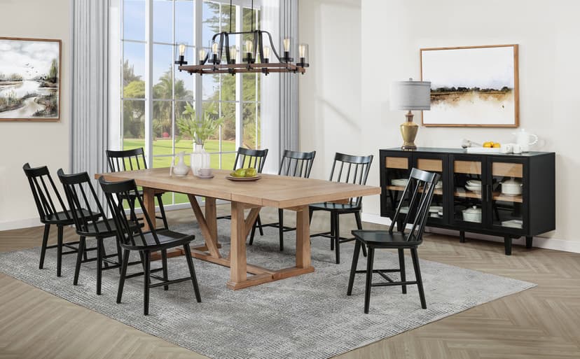 Middleton 10-piece Extension Leaf Dining Set Natural Brown and Black