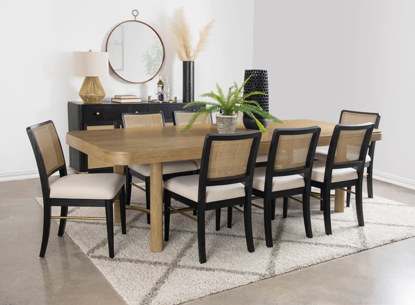 Arini 9-piece Extension Leaf Dining Table Set Sand Wash and Black