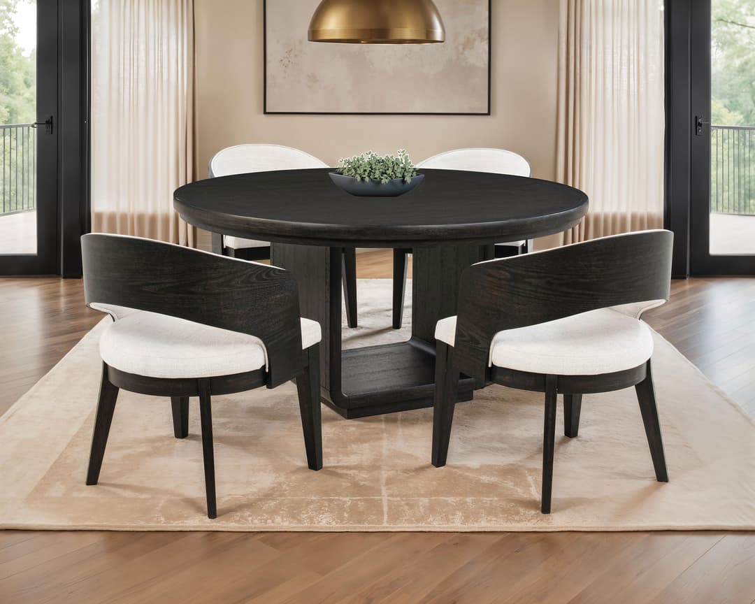 Leandro 5-piece Round Dining Table Set Burnished Black