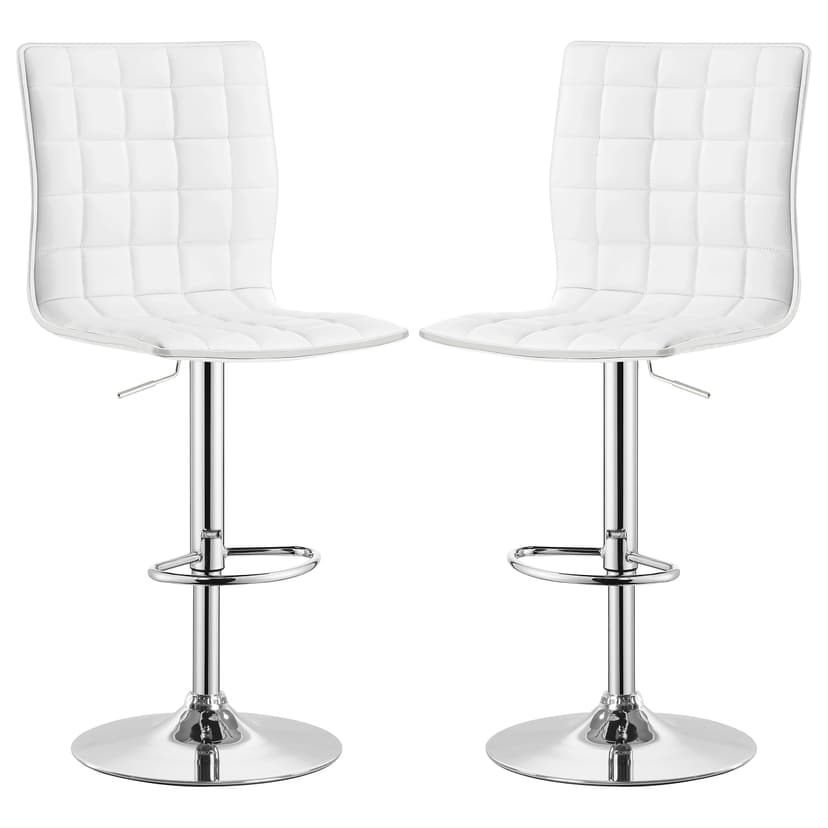 Ashbury Upholstered Adjustable Bar Stool White (Set of 2)