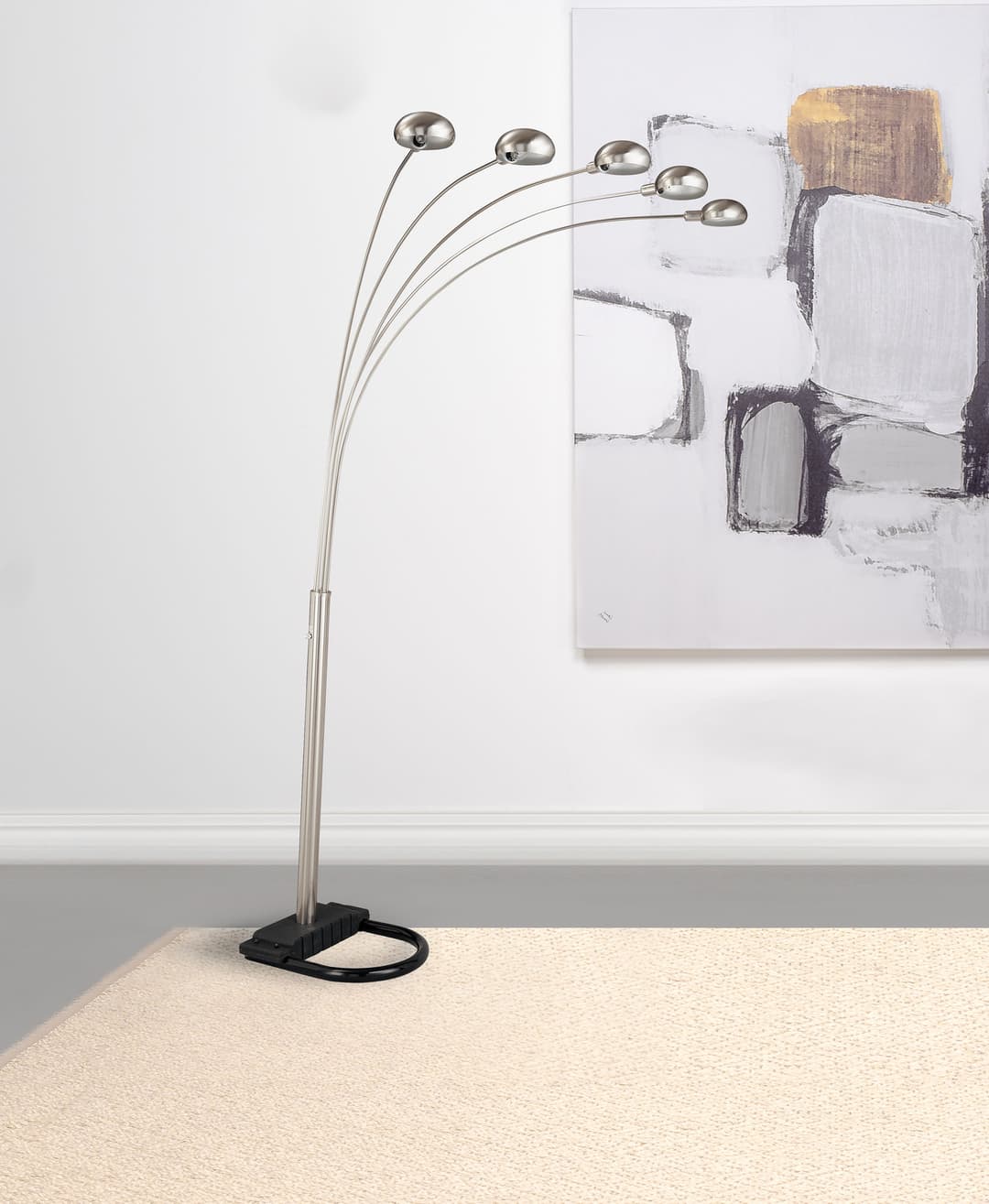 Kayd 92-inch Arc 5-light Dome Shade Metal Floor Lamp Chrome