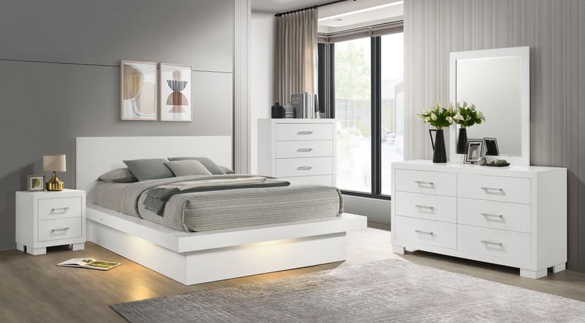 Jessica 5-piece Queen LED Bedroom Set Snow White