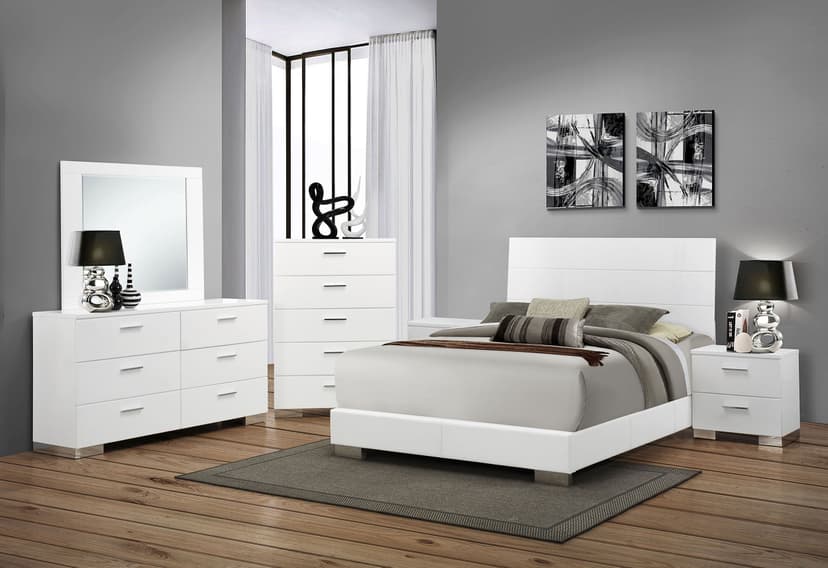 Felicity 6-piece Queen Bedroom Set White High Gloss