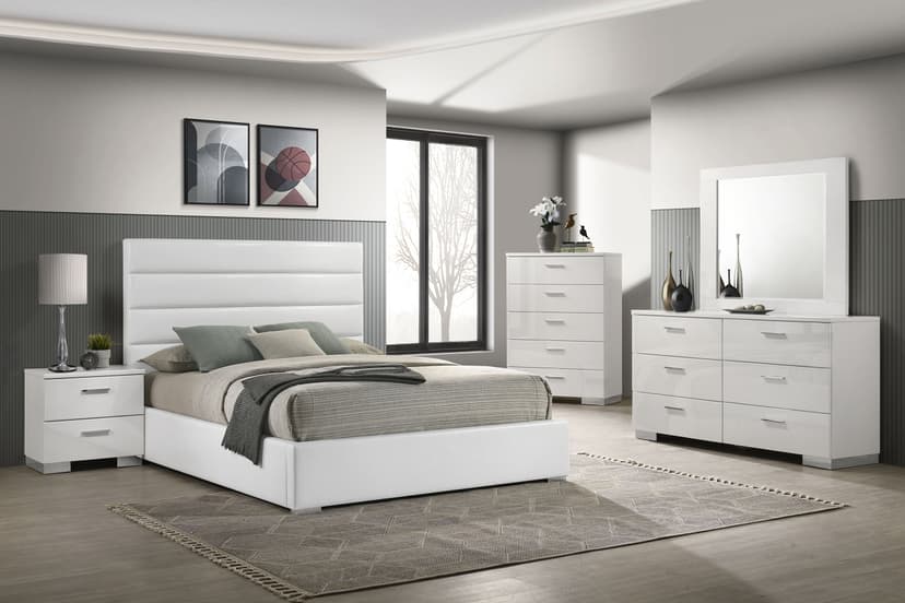 Felicity 5-piece California King Bedroom Set White High Gloss