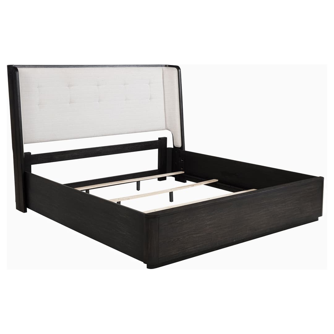 Leandro 55-inch Eastern King Wingback Bed Burnished Black