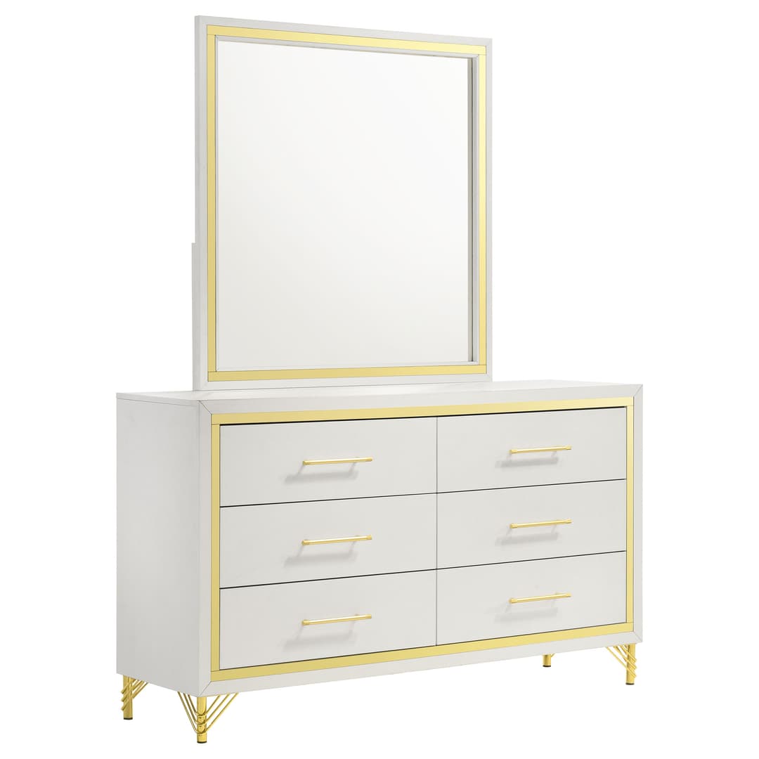 Lucia 6-drawer Dresser with Mirror White 