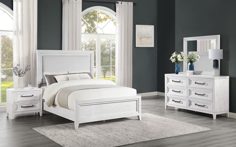 Marielle 4-piece Cal King Bedroom Set Distressed White 
