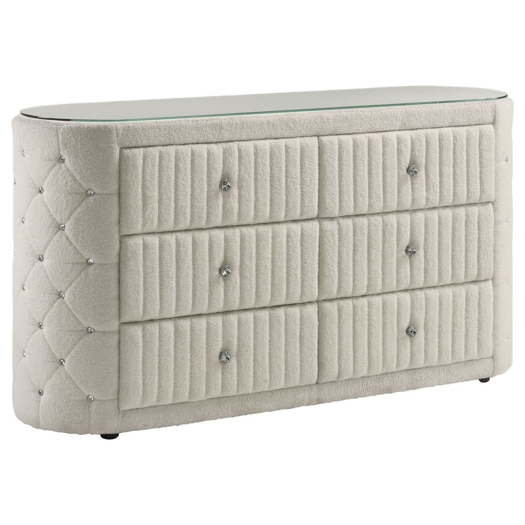 Sonya 6-drawer Upholstered Bedroom Dresser Ivory