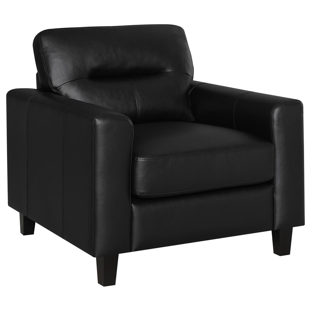 Scotland Faux Leather Upholstered Track Arm Chair Black