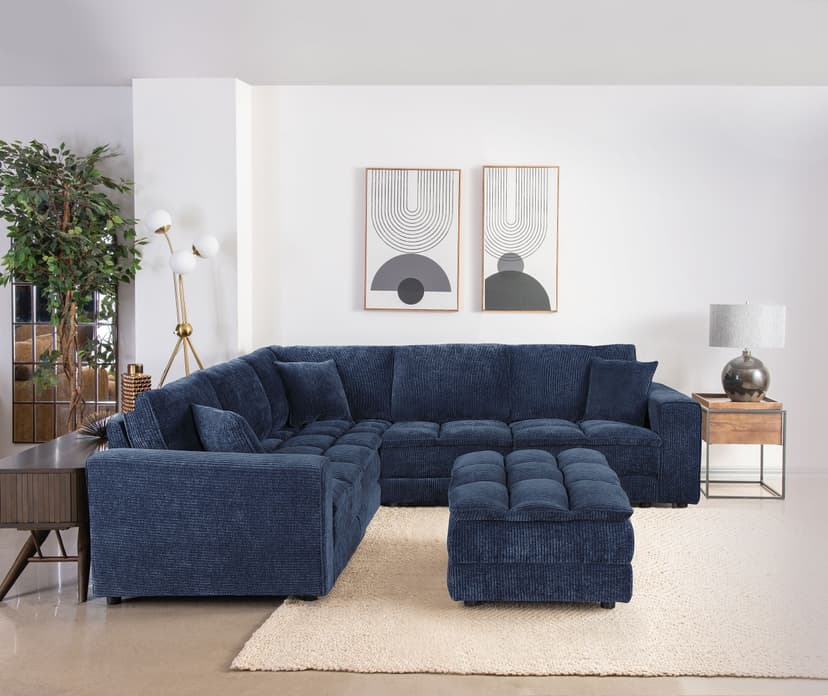 Atlantic 6-piece Upholstered Modular Sectional Sofa Blue