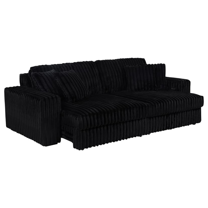 Jacana Corduroy Upholstered Dual Power Chaise Sofa Black