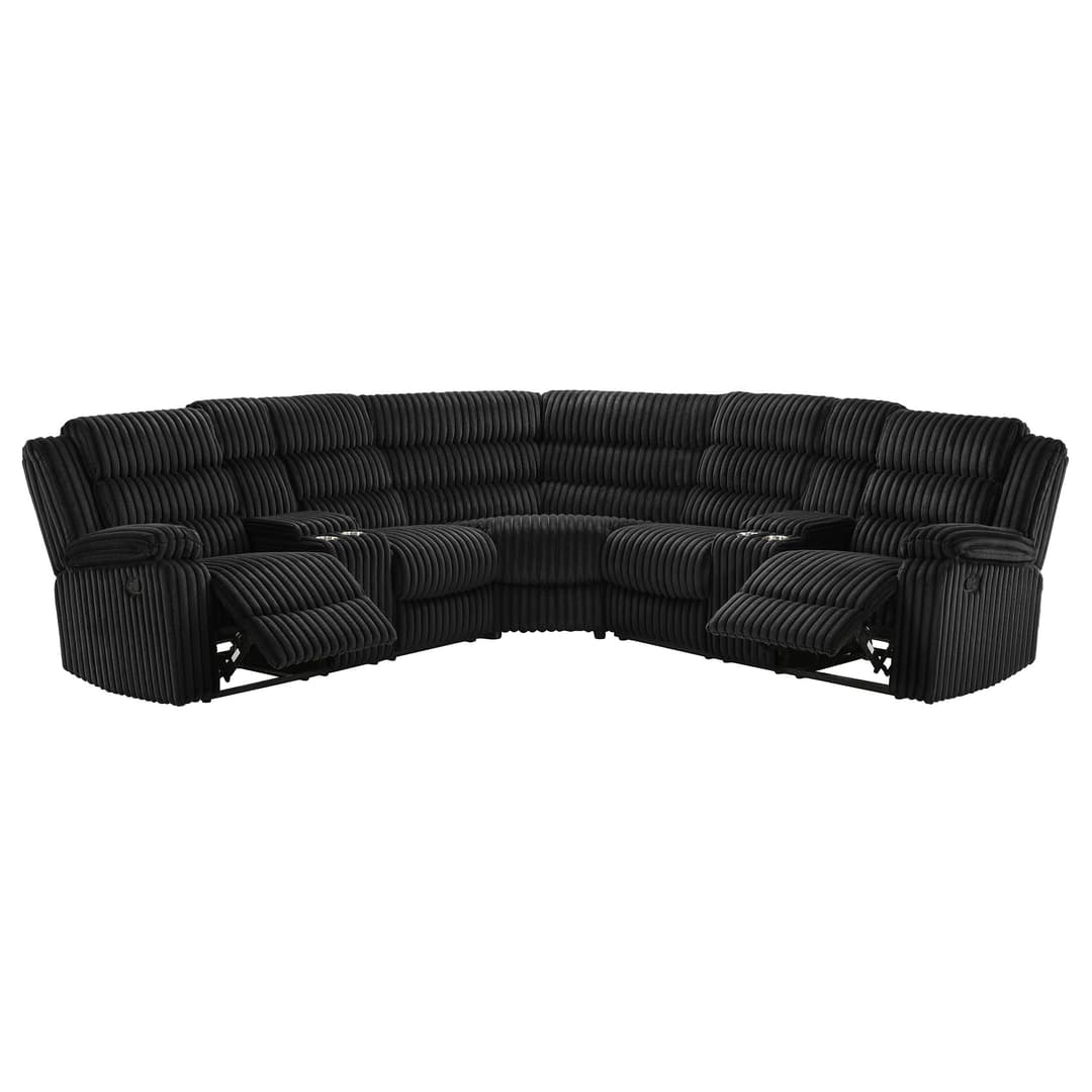 Atkinson Upholstered Reclining Sectional Sofa Black