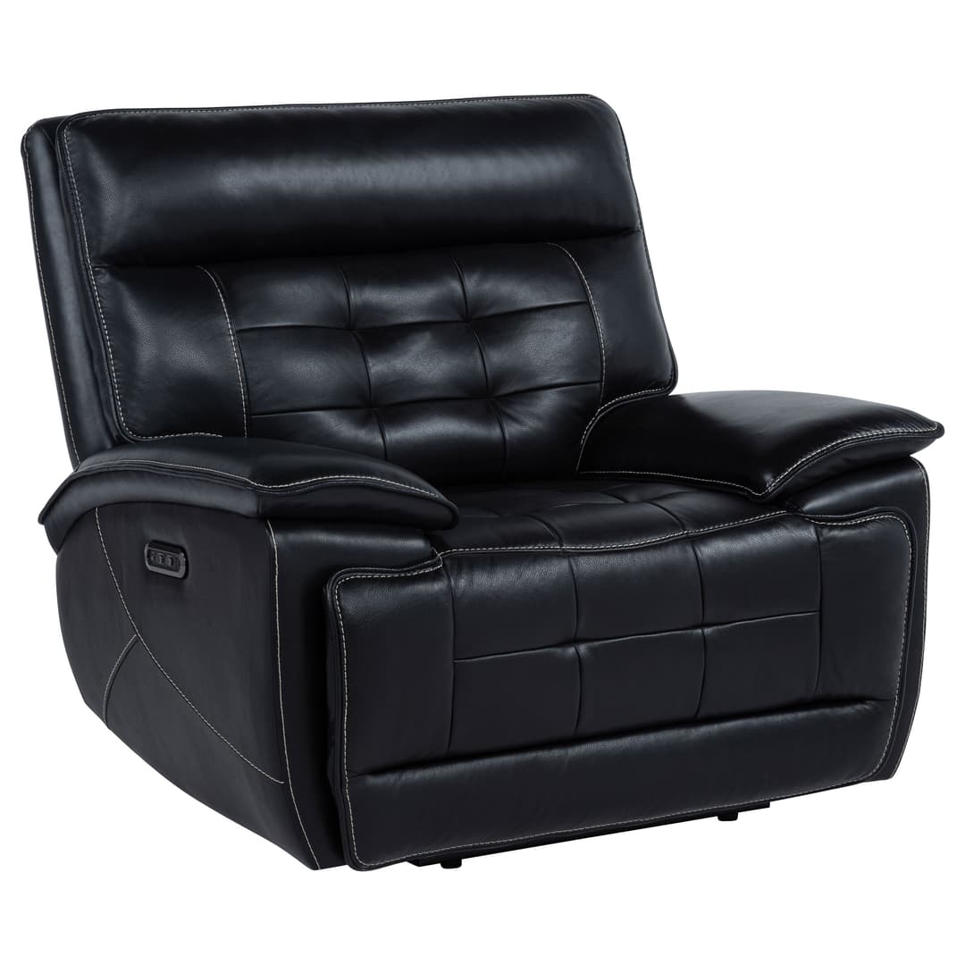Hewitt Leather Upholstered Dual Power Recliner Chair Black