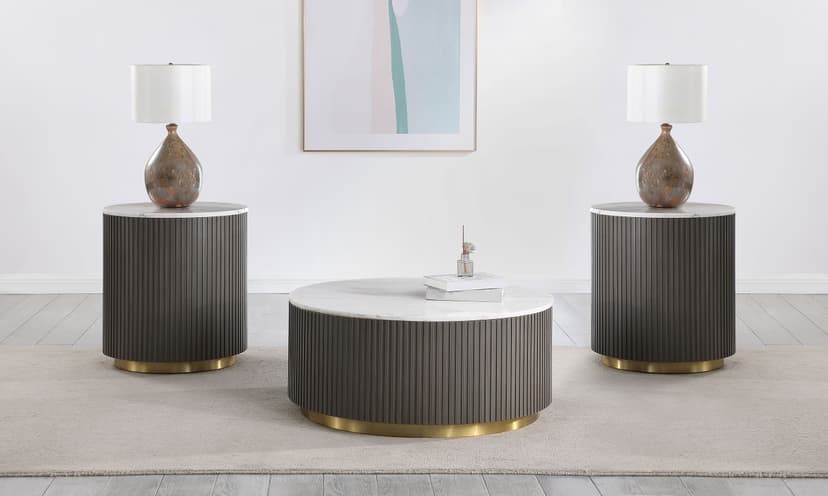 Jason 3-piece Round Marble Coffee and End Table Set White