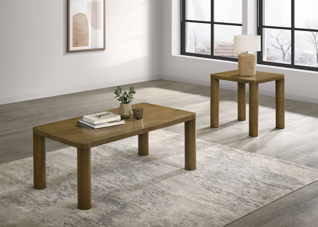 Castlewood 2-piece Cocktail Coffee Table Set Brown Oak