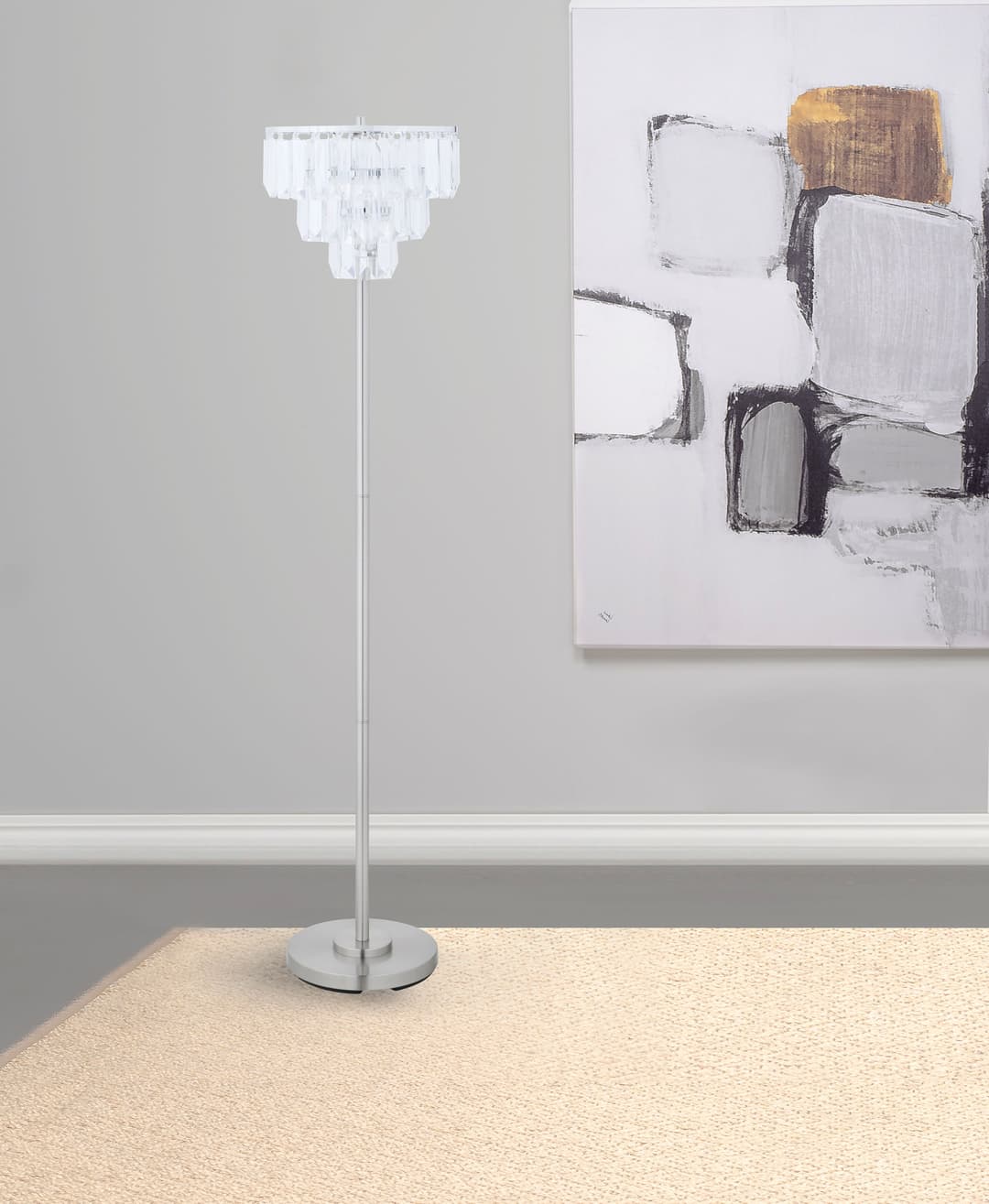 Anya 61-inch Hanging Crystal Metal Floor Lamp Chrome