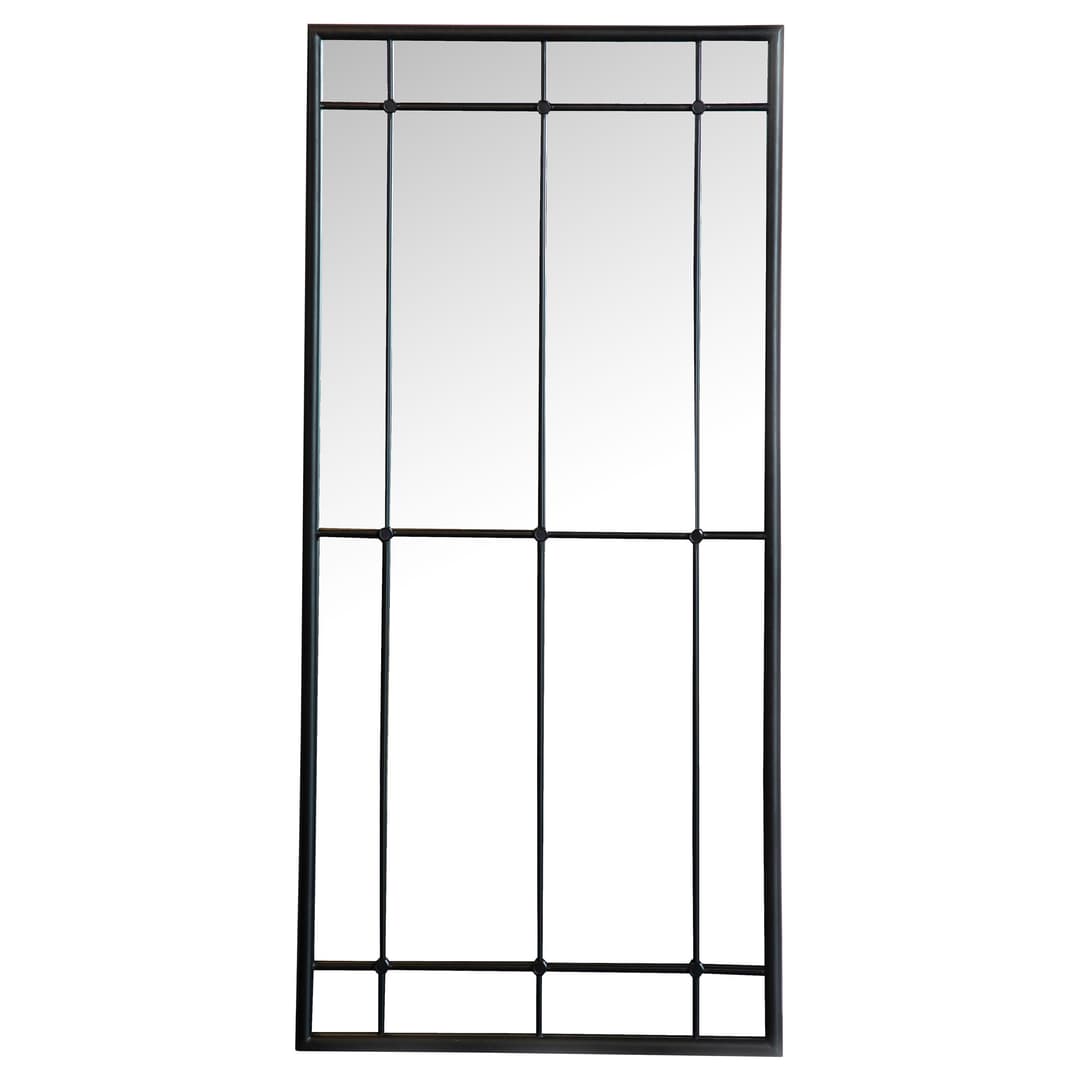 Annetta 24 x 52 Inch Window Pane Wall Mirror Black